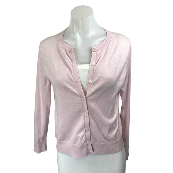 Banana Republic Pink Long Sleeve Button Down Stretch Cardigan Sweater Top Size S - Picture 1 of 3